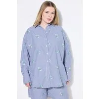 Studio Untold Hemdbluse Hemd oversized Streifen Flower-Stickerei