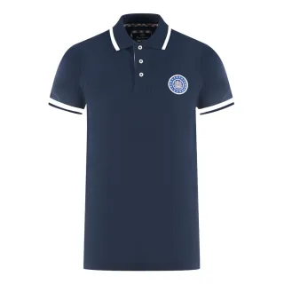 Aquascutum London Gesticktes Abzeichen Marineblaues Poloshirt
