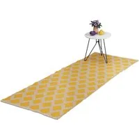 relaxdays Teppich Baumwolle 80 x 200 cm, Höhe: 6 mm, gelb