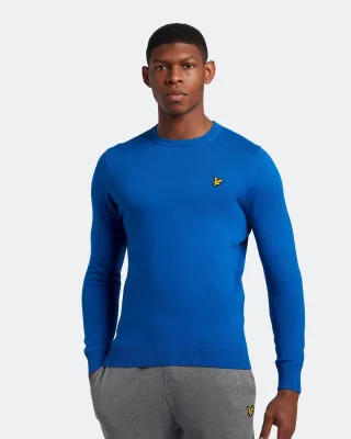 Lyle & Scott Baumwolle-Merino-Pullover mit Rundhalsausschnitt in Blau