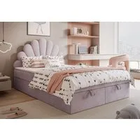 Lookway Boxspringbett ASHLEY Polsterbett mit Muschel-Kopfteil und Bettkasten (Boxspringbett mit Topper), gepolstertes Kopfteil