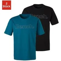 Bench. Loungewear T-Shirt (2-tlg) Shirt mit Logoprint, Basicshirt mit Rundhals aus reiner Baumwolle