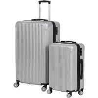 relaxdays Koffer Kofferset 2-teilig, 4 Rollen, silber