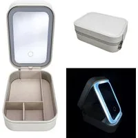 Online-Fuchs Schmuckkasten - Travelcase, Schmuckkästchen mit Spiegel und LED-Beleuchtung (Schmuckaufbewahrung, Creme oder Rosa), Spiegelbeleuchtung ideal zum schnellen Styling unterwegs