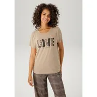 Aniston CASUAL T-Shirt mit Folienprint verzierter "LOVE"-Schriftzug