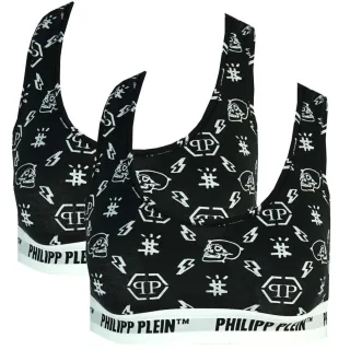 Philipp Plein Symbole Logo Schwarz Unterwäsche Sport-BH Zwei-Pack