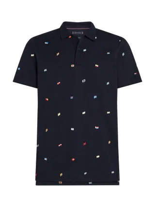 Tommy Hilfiger - Polo mit Muster blau - Gr. - S