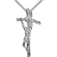 JEVELION Kreuzkette Kruzifix Anhänger Silber - Made in Germany (Silberkreuz, für Damen und Herren), Mit Silberkette 925 - Länge wählbar 36 - 70 cm oder ohne Kette.