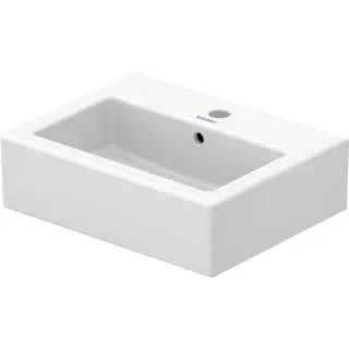 Duravit Vero Möbel-Handwaschbecken 0704450027 45x35cm, geschliffen, mit Hahnloch, Überlauf, Hahnlochbank, weiß