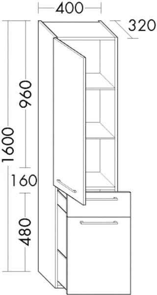 Burgbad Hochschrank Crono Matt 1600x400x320 Grau Matt, HSGP040LF1792 HSGP040LF1792