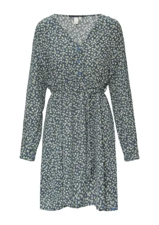 Q/S designed by - Kurzes Crêpe-Kleid mit All-over-Print grau - Gr. - 32