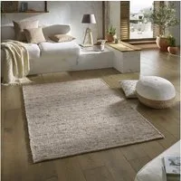 TaraCarpet Wollteppich TaraCarpet Handwebteppich Malmoe, rechteckig, Höhe: 10 mm, Schurwolle Webteppich sand meliert Wohnzimmer Schlafzimmer 070x130