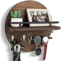 Venkuber Schlüsselbrett mit Regal und Haken, Wandmontierter Postorganizer im Runddesign, (1 St), für Eingangsbereich, Rustikale Boho-Wanddekoration für Zuhause