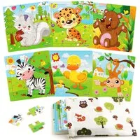 CLTYQ Puzzle Tierkinder Puzzleteile Kinder Puzzle ab 3 Jahre Mädchen Jungen, 9 Puzzleteile, 6×9 Teile Tiere Holzpuzzle, Lernspielzeug für Kleinkinder