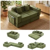GLP Sofa Modulares Bodensofa 2-Sitzer, Set 5, faltbares Cord-Schlafsofa mit Liegefläche 162x156 cm