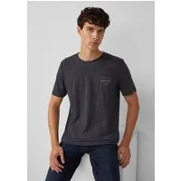 s.Oliver Kurzarmshirt T-Shirt Meliertes T-Shirt mit Rollkante und Frontprint
