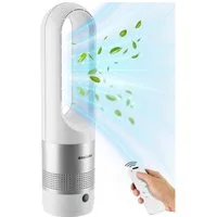 tectake Turmventilator Standlüfter Polar in weiß, 14,5 x 55,5 cm, Inkl. Fernbedienung, 80° Oszillation, 20 W, Schlafmodus, mit Timer-Funktion, LED-Bedienfeld