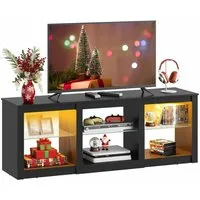 WLIVE Lowboard TV-Schrank mit RGB-LED (22 Modi), 3 offene Fächer & verstellbare (Länge 166 cm, Schwarz, TV Board für 55/60/ 65/70/75/Zoll Fernseher), 166 x 39 x 56 cm, modern & stabil