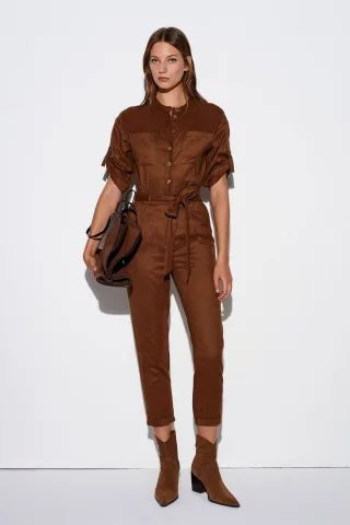 Gerader Beinschnitt Satin Kurzarm-Overall