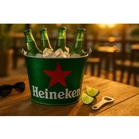 Mixcompany Eiseimer Heineken Metall Eiseimer – Getränkekühler 5 L – grüner Party-E