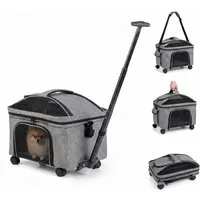 COSTWAY Tiertransporttasche bis 15 kg, Transportbox mit Rollen, faltbar, für Hunde & Katzen