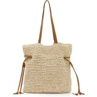 FOUORTUNATE-BEE Handtasche Damen Strohtaschen, Geflochtene Sommer-Handtasche, Strand-Tote (Kordelzug-Schultertasche)