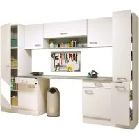 Flex-Well Mehrzweckschrank-Set LUCCA, 9-teilig, Hauswirtschaft-, Hobby/Werkraum, Küche, Breite 290 cm, (Komplett-Set, 9-St., bestehend aus: 2x Unter-, 3x Ober- und 2x Hochschrank, Regal+APL), Kombination aus 8 Möbelteilen und durchgehender Arbeitspla