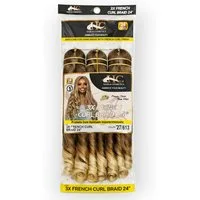 HC Kunsthaar-Extension French Curl Crochet Braid 3X, 24 Zoll (60 cm), 250 g, Voluminös, Lockig, Hitzebeständig, Weich, Natürlich, Vielseitig