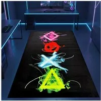 Carpetia Designteppich Gaming Teppich, rechteckig, Höhe: 5 mm, mit grafischen Gaming-Motiven in Neon-Optik