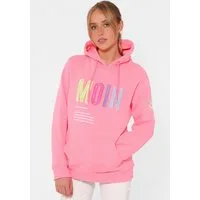 Zwillingsherz Sweatshirt gestickter Schriftzug, Kapuze, Langarm, Kängurutasche, Kordelzug