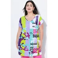 Angel of Style T-Shirt Longshirt oversized Alloverdruck V-Ausschnitt