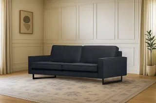 Home affaire 3-Sitzer "Maxi-Ausführung Pinto, 236 cm, Cord, Chenille, Lederoptik" mit Keder, schwarze Metallfüße, Wellenunterfederung