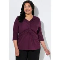 Ulla Popken Longshirt Shirt Zierknoten V-Ausschnitt. 3/4-Arm