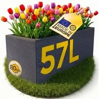 ONDIS24 Blumenkasten Vulkan 57L Gestein/Basalt Optik mit Wasserspeicher Pflanzenkasten, 79.5 x 29.5 x 29.5 (H) cm