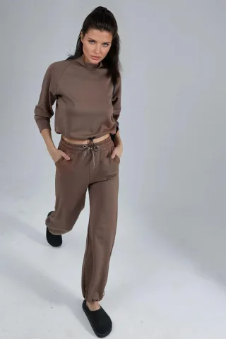 Modal Touch Halbhalsbluse & Hose mit elastischem Bund