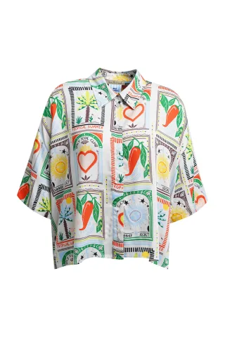 Smith&Soul - Boxy Shirt Collar Blouse Half Slv chili print - Gr. - L