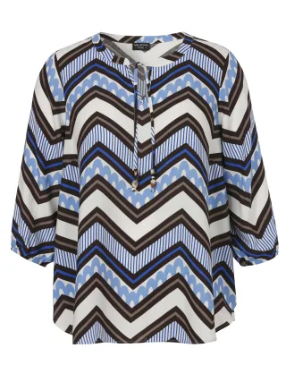 VIA APPIA DUE - Bluse V-Ausschnitt 3/4 Arm Druck mocca multicolor - Gr. - 48