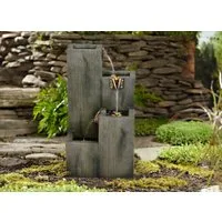 Wehmann Gartenbrunnen Elegance, Holzdesign blaues Licht, extra langes Kabel