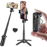 ibettertec Selfie-Stick 3 in 1 Bluetooth Selfie-Stick,Handyhalter mit Bluetooth Fernbedienung, Klappbar,360° drehbar, höhenverstellbar,Wiederaufladbar,Tragbar