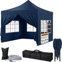 STEELSØN Pavillon Rynara Premium Faltpavillon wind- & wetterfest, mit 4 Seitenteilen, (3x3 m, blau), UV-Schutz, Gartenpavillon mit Seitenwänden