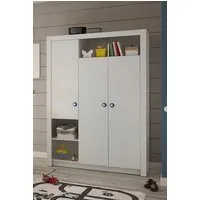 Begabino Drehtürenschrank Paula Kinderzimmerschrank Kleiderschrank 3-trg. Weiß, Schrank mit offenen Fächer