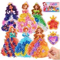 Wootoy Kreativset DIY Poke-In Bastelset für Mädchen Steckspiel Lernspielzeug ab 4, (mit 6 Prinzessinnen und 2 Zauberstäbe, 1-tlg., Fertige mit 3D-Effekt lassen sich dekorativ im Kinderzimmer aufstellen), Komplettes Bastelset mit umfangreichem Zubehör