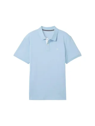 Tom Tailor - Piqué Poloshirt mit Logo-Stickerei washed out middle blue - Gr. - XL