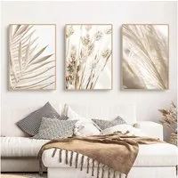 Trayosin Poster 3er Premium Poster Set Boho Pampasgras Wandbilder 40x50cm