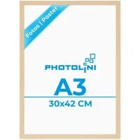 PHOTOLINI Bilderrahmen modern mit bruchsicherem Acrylglas, Holz MDF für Fotos & Poster, für 1 Bilder (1 Einzelrahmen), Posterrahmen A3 30x42 cm zum Aufhängen