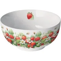 Ambiente Luxury Paper Products Müslischüssel Porzellan Schale, Serviergeschirr, Geschirr, Schalen, Schüssel, Porzellan Schüssel ca, 400 ml,Erdbeeren, Blumen - Pflanzen, Essen - Trinken SommerMotiv, (1-tlg), Kollektion, Geschenke, Ideal als Geschenk