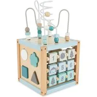 BIECO Motorikschleife Motorikwürfel Motorikschleife Lernspielzeug Holz Würfel Motorik Baby