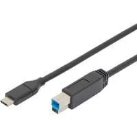 USB 3.2 Gen 1 Anschlusskabel USB-C > USB-B schwarz, 1,80 Meter, PD, Laden mit bis zu 3A