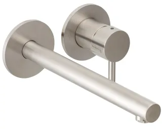 Herzbach design ix Waschtisch Wandarmatur 80 gerader Auslauf 240, Edelstahl matt gebürstet, 17.13977 17.139775.1.09