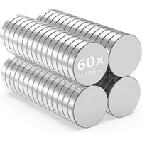 ECENCE Magnet 60x Neodym Magnete rund 10x2mm - - Extrem Stark (60-St)